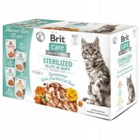 Drėgnas kačių ėdalas BRIT CARE BOX STERILIZED, įvairių skonių, 12 x 85 g
