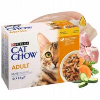 Šlapias kačių ėdalas PURINA CAT CHOW su vištiena ir cukinija, suaugusioms katėms, 10 x 85 g