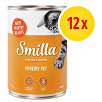 Šlapias kačių ėdalas SMILLA, 12 x 400 g, įvairių skonių, natūralios sudedamosios dalys