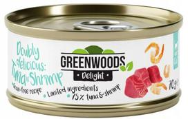 Šlapias kačių ėdalas Greenwoods Delight su tunu ir krevečių filė, 70 g