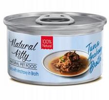 Papildomas pašaras katėms NATURAL KITTY BROTH, tunas su ančiuviais sultinyje, 80 g