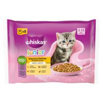 Šlapiųjų kačių pašaras kačiukams WHISKAS Junior su paukštiena želė, 8 x 85 g