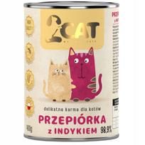 Šlapi katės ėdalas 2Cat putpelė ir kalakutas, 98,9 % mėsos, be grūdų, 400 g