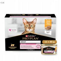 Šlapias kačių ėdalas Pro Plan Delicate su vištiena, suaugusioms katėms, 12 x 85 g