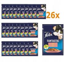 Šlapias kačių maistas FELIX FANTASTIC su lašiša žele, 26 x 85 g