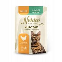 Šlapias kačių maistas NEKKO Daily Hairball, vištiena padaže, 85 g