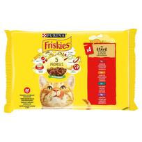Šlapi kačių ėdalas Purina Friskies su mėsos skoniais padaže, 4 x 85 g