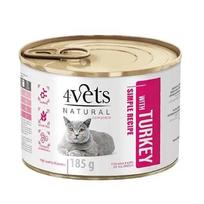 Šlapias kačių ėdalas 4Vets Natural su kalakutiena, 185 g