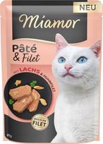 Šlapi kačių ėdalas MIAMOR Pate & Fillet su lašišos filė gabalėliais, 85 g