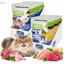 Šlapias kačių ėdalas ANIMAL ISLAND, įvairių skonių, 24 x 85 g