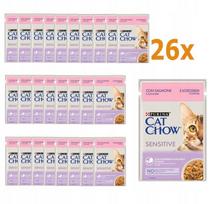 Šlapias maistas katėms PURINA CAT CHOW Sensitive su lašiša ir cukinija, 26 x 85 g