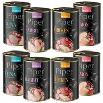 Šlapi kačių pašarai PIPER Dolina Noteci, įvairių skonių, 8 x 400 g, be grūdų