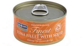 Šlapi kačių pašaras Fish4Cats Finest tunas su kalmarais, 70 g