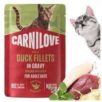 Šlapias ėdalas katėms CARNILOVE su antiena ir katžole, 85 g, filė, 90% mėsos