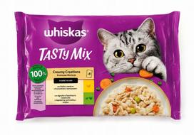 Drėgnas kačių maistas WHISKAS Tasty Mix Cream padaže, 8 x 85 g