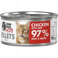 Katėms JOHN DOG vištienos ir jautienos filė, 70 g