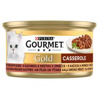 Katinų pašaras GOURMET GOLD CASSEROLE su antiena ir kalakutiena rudojoje padaže, 85 g