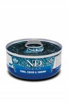Šlapi kačių ėdalas Farmina N&D Ocean su kalmarais, tunu ir krevetėmis, 70 g