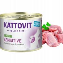 Šlapias kačių maistas KATTOVIT Sensitive su kalakutiena, 185 g