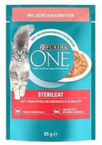 Šlapias pašaras katėms Purina One STERILCAT su lašiša ir morkomis padaže, 85 g