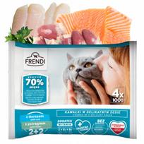 Šlapi katės pašaro pakuotė FRENDI su upėtakiu ir menke, 4 x 100 g
