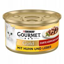 Šlapias kačių maistas Gourmet Gold su vištiena ir kepenėlėmis, 85 g