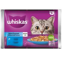 Katinų maistas WHISKAS su lašiša ir tunu, želė, 4 x 85 g