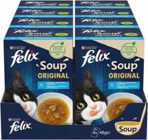 Šlapias kačių maistas Felix Soup, žuvies skonio, 6 x 48 g, 8 vnt.