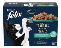 Šlapias kačių maistas Felix, garinta žuvis drebučiuose, 12 x 80 g