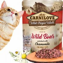 Šlapias kačių maistas CARNILOVE su elniena ir ramunėlėmis, 85 g, 85% filė