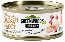 Vištienos ir jautienos konservai katėms Greenwoods Delight, 70 g