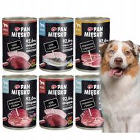 Šunų konservai Pan Mięsko, 6 x 400 g, su kalakutiena, menke, elniena, stirniena ir ėriena