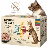 Šlapi katės pašaro rinkinys Prima Cat be grūdų ir cukraus, 12 vnt.