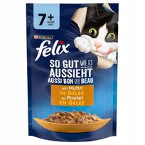 Šlapi katės ėdalas FELIX Fantastic Senior, jautienos ir paukštienos mišinys, 12 x 85 g