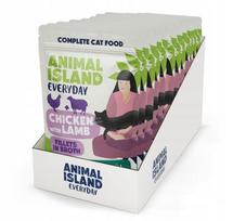 Šlapias kačių ėdalas Animal Island su ėriena ir vištiena sultinyje, 12 x 85 g