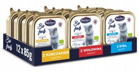 Šlapias kačių ėdalas BUTCHER'S BIO, įvairių skonių, 85 g x 12 vnt.
