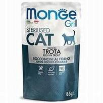 Sterilizuotų kačių pašaras Monge su upėtakiu, 85 g