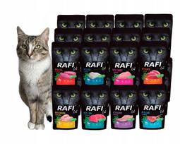 Šlapias kačių maistas RAFI MIX, įvairūs skoniai, 24 x 100 g, Dolina Noteci