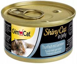 Šlapias kačių maistas GIMCAT Shiny Cat su tunu ir krevetėmis drebučiuose, 70 g