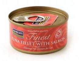 Šlapias kačių ėdalas Fish4Cats Finest tuno filė su lašiša, 70 g