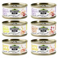 Drėgnas kačių ėdalas Greenwoods Delight su paukštiena, 4 skoniai, 6 x 70 g