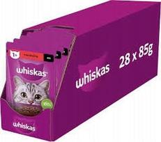 Katinų šlapias maistas WHISKAS su jautiena, 28 x 85 g