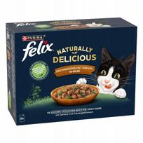 Kačių ėdalas FELIX Naturally Delicious su kaimiško skonio drebučiais, 10 x 80 g