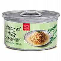 Šlapias kačių ėdalas Natural Kitty, vištiena su antiena sultinyje, 80 g