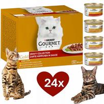 Katės ėdalas Gourmet Gold, 24 x 85 g, gabalėliai padaže, pagaminta Vokietijoje