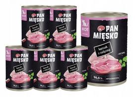 Šlapias kačiukų ėdalas su vištiena ir veršiena PAN MIĘSKO, 6 x 400 g