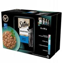 Šlapi kačių ėdalas SHEBA Selection su žuvies skoniu, 12 x 85 g pakeliai