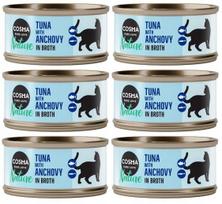 Šlapias kačių maistas Cosma Nature su tunu ir ančiuviais, 6 x 70 g