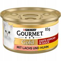 Šlapi kačių ėdalas Gourmet Gold, lašiša su vištiena, 12 x 85 g