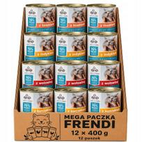 Šlapių kačių ėdalas FRENDI, 12 x 400 g, įvairių skonių rinkinys